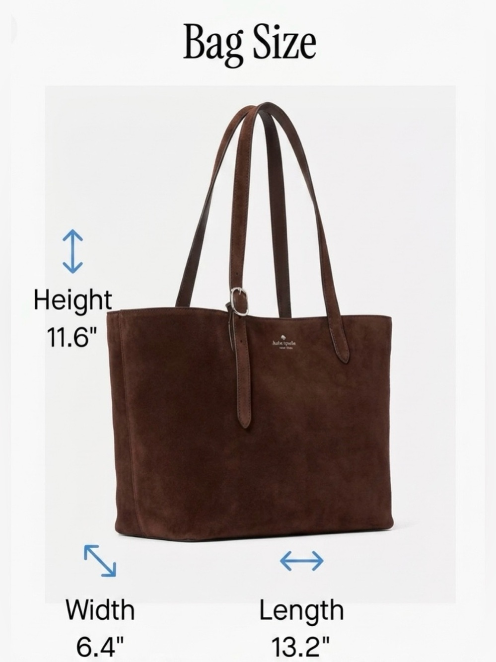 Kate Spade 454 Large Suede Tote in Hot Fudge - Picture 2 of 11